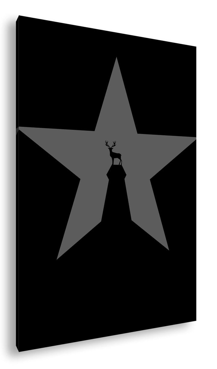 deyoli Sternen Hirsch Format: 80x60 Effekt: Schwarz&Weiss als Leinwandbild, Motiv fertig gerahmt auf