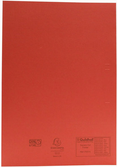 Exacompta - Ref. FS315-REDZ – Guildhall – quadratischer Schnittmappe, 35 x 24,2 cm, 315 g/m², schwer