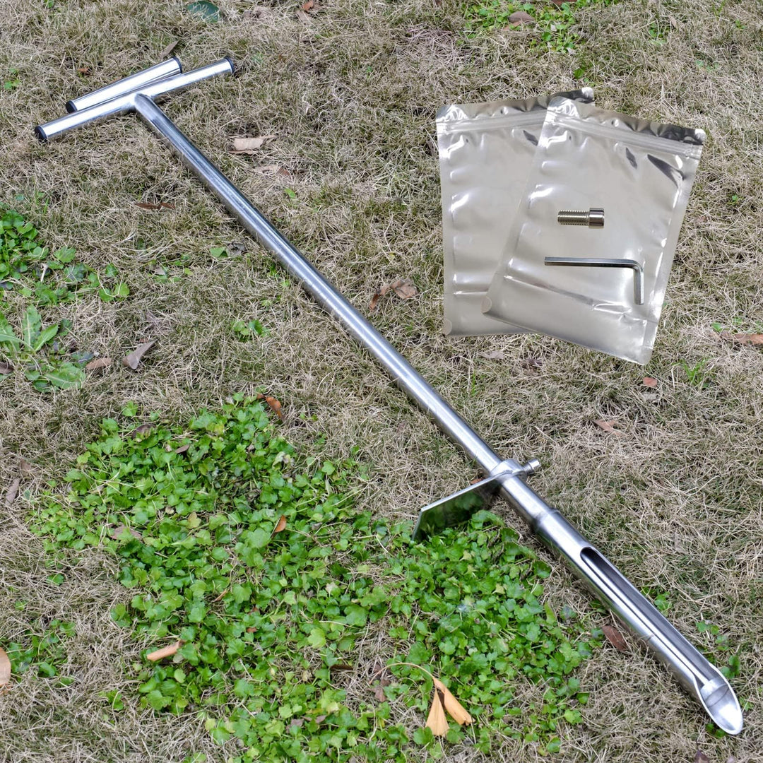 SurmountWay Bodenprobe 101,6 cm mit Fussstufen und Probenauswerfer, Edelstahl-T-Stil-Griff, Bodentes