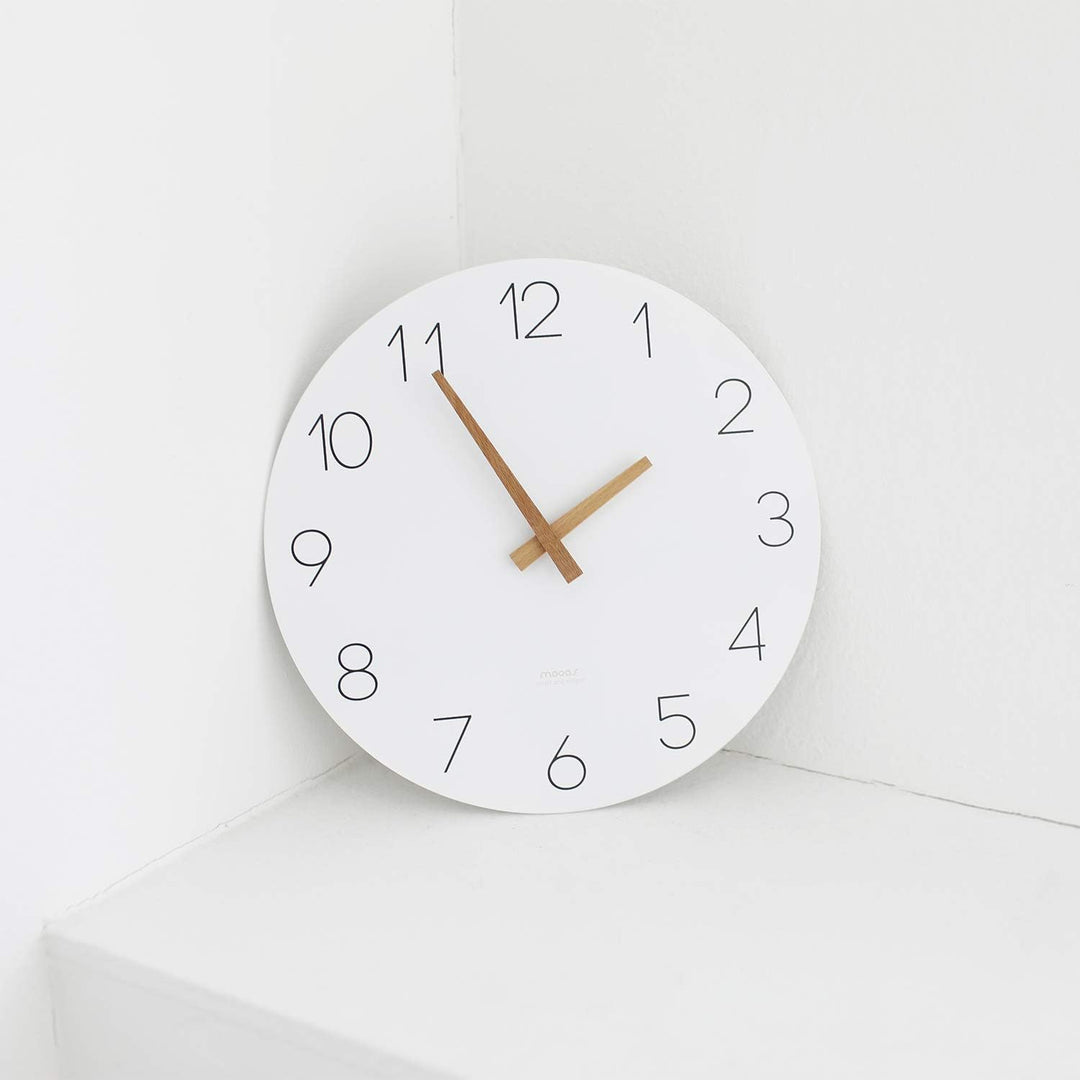 mooas Flatwood Wanduhr, 30,5 cm, Holz, nicht tickend, Sweep-Bewegung, dekorative batteriebetriebene