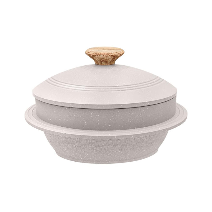 Bobikuke Koreanische Steinschale mit Deckel, 18 cm Dolsot Bibimbap Schale für Hot Pot Suppe - Weiss