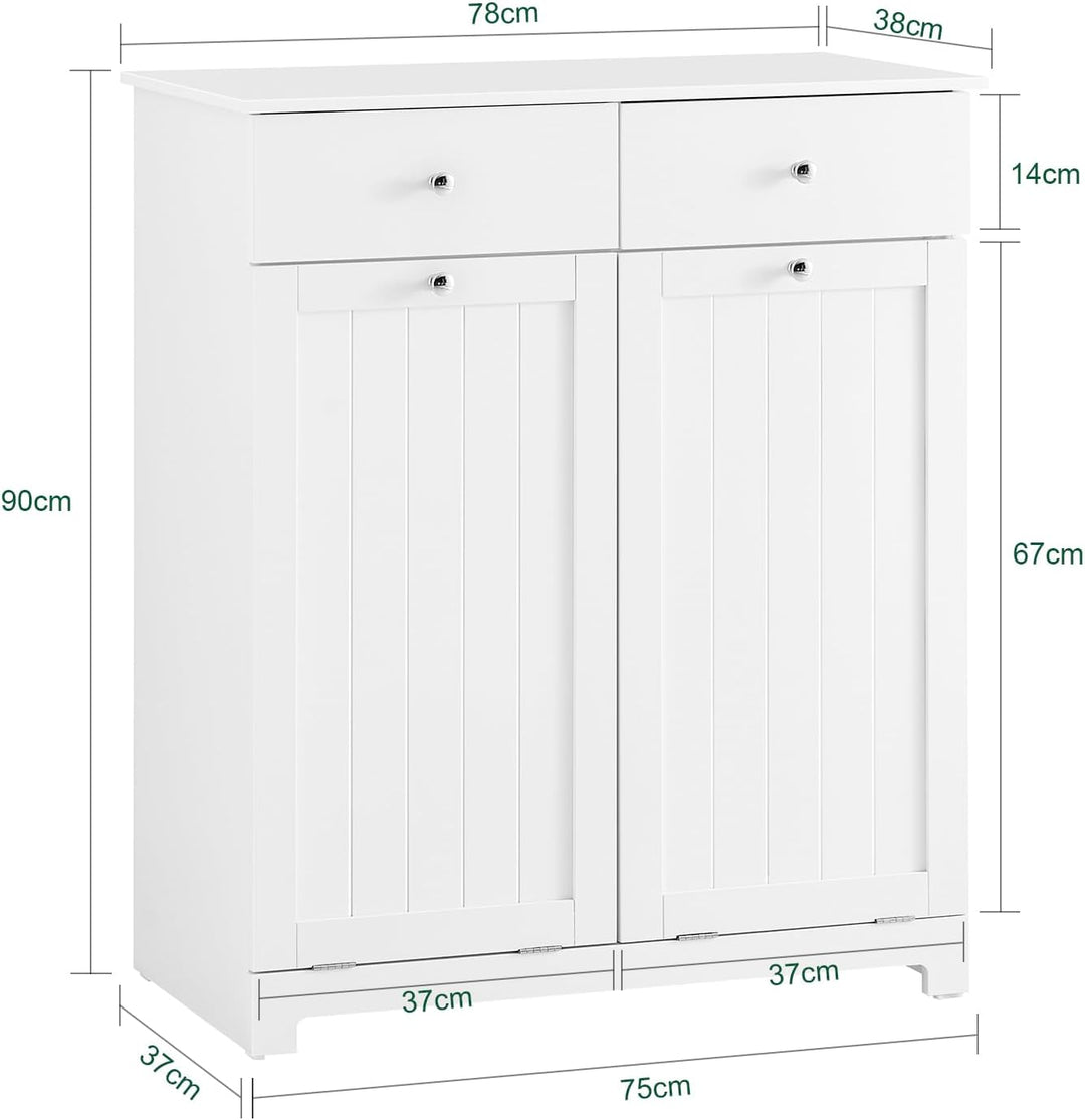 SoBuy Mülleimer Schrank mit 2 Fächern à 45L - Mülltrennsystem für Kücheaus E1 MDF, Küchenschrank für