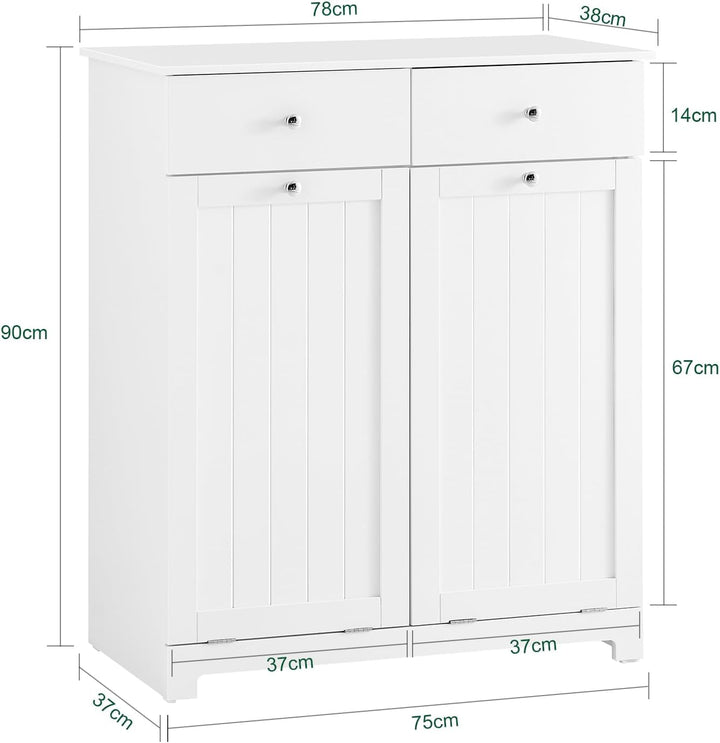 SoBuy Mülleimer Schrank mit 2 Fächern à 45L - Mülltrennsystem für Kücheaus E1 MDF, Küchenschrank für