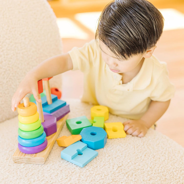 Melissa & Doug Geometrischer Stapler | Lernspielzeug | Holzspielzeug mit Formen | 2+ | Geschenk für