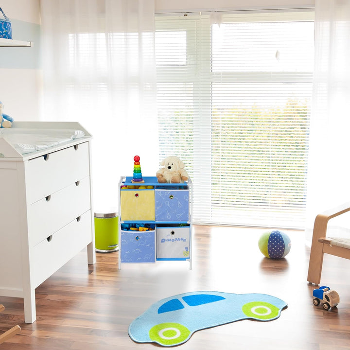 Relaxdays Kinderregal, 3 Boxen, Jungen & Mädchen, Dino-Design, Regal Kinderzimmer, Spielzeug, HBT 89