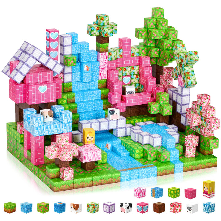 Coolzon Magnetische Bausteine Blöcke 154 Stück, Magnetbausteine Build Mine Magnete Welt Set,Montesso