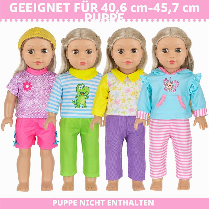 7 Teile Kleidung und Zubehör für Puppen 35-45 cm und 14-18 Zoll Farbige Puppenkleidung Enthält Obert