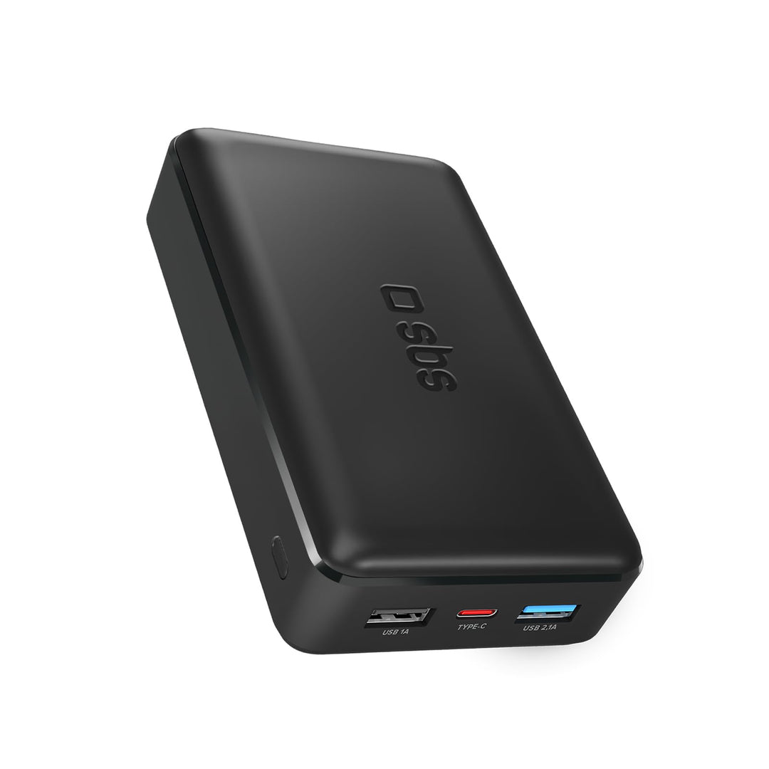 SBS Power Bank Ladegerät 20000 mAh, 1 x 10W USB-A Port und 1 x 5W, 1 x 10W USB-C, schlank, leicht, l