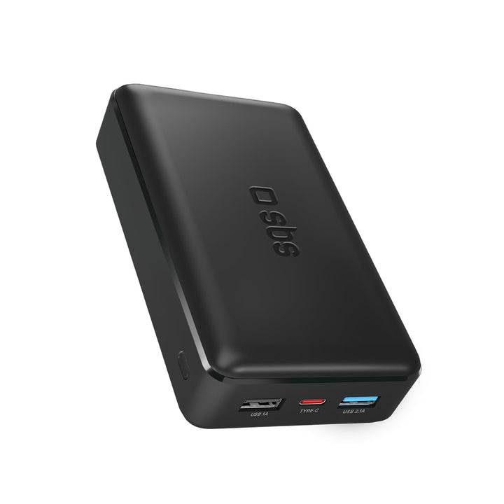 SBS Power Bank Ladegerät 20000 mAh, 1 x 10W USB-A Port und 1 x 5W, 1 x 10W USB-C, schlank, leicht, l