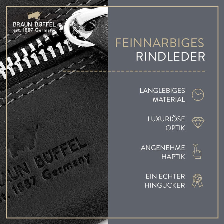 BRAUN BÜFFEL Schlüsseletui aus echtem Leder Golf 2.0 - Schlüsseltasche mit Reissverschluss - für Aut