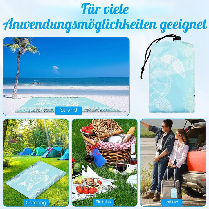 200X200cm Stranddecke Sandfrei Strandmatte Picknickdecke Sandfeste Sanddecke Sandmatte Strandtuch Pi