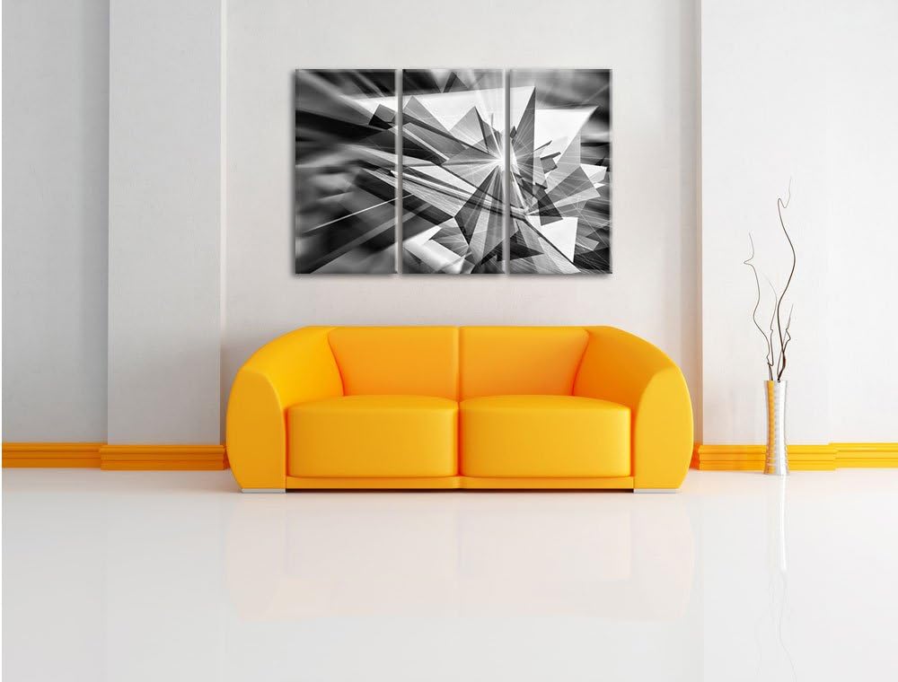 Pixxprint Monocrome, Abstrakt grünes EIS 3-Teiler Leinwandbild 120x80 Bild auf Leinwand