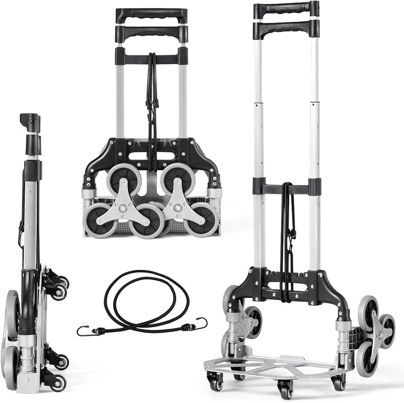 COSTWAY Sackkarre Transportkarre klappbar, Handkarre mit Teleskopgriff & Expanderseil, bis 80 kg bel