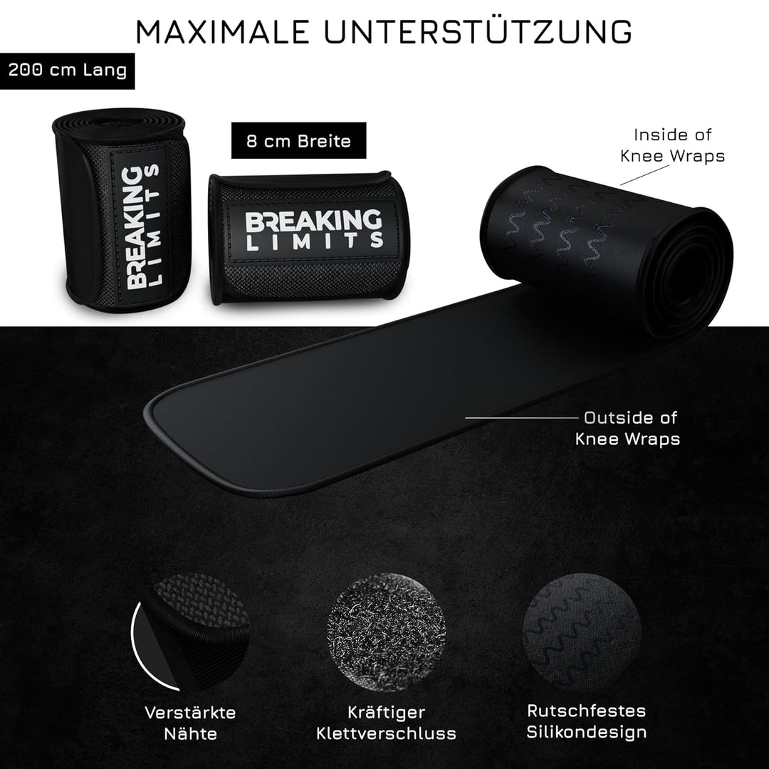 BREAKING LIMITS Kniebandage Kraftsport – Kniebandagen für Powerlifting, Gym, Krafttraining & Bodybui