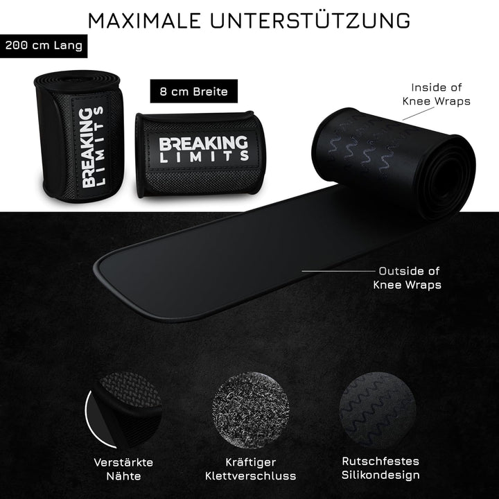 BREAKING LIMITS Kniebandage Kraftsport – Kniebandagen für Powerlifting, Gym, Krafttraining & Bodybui
