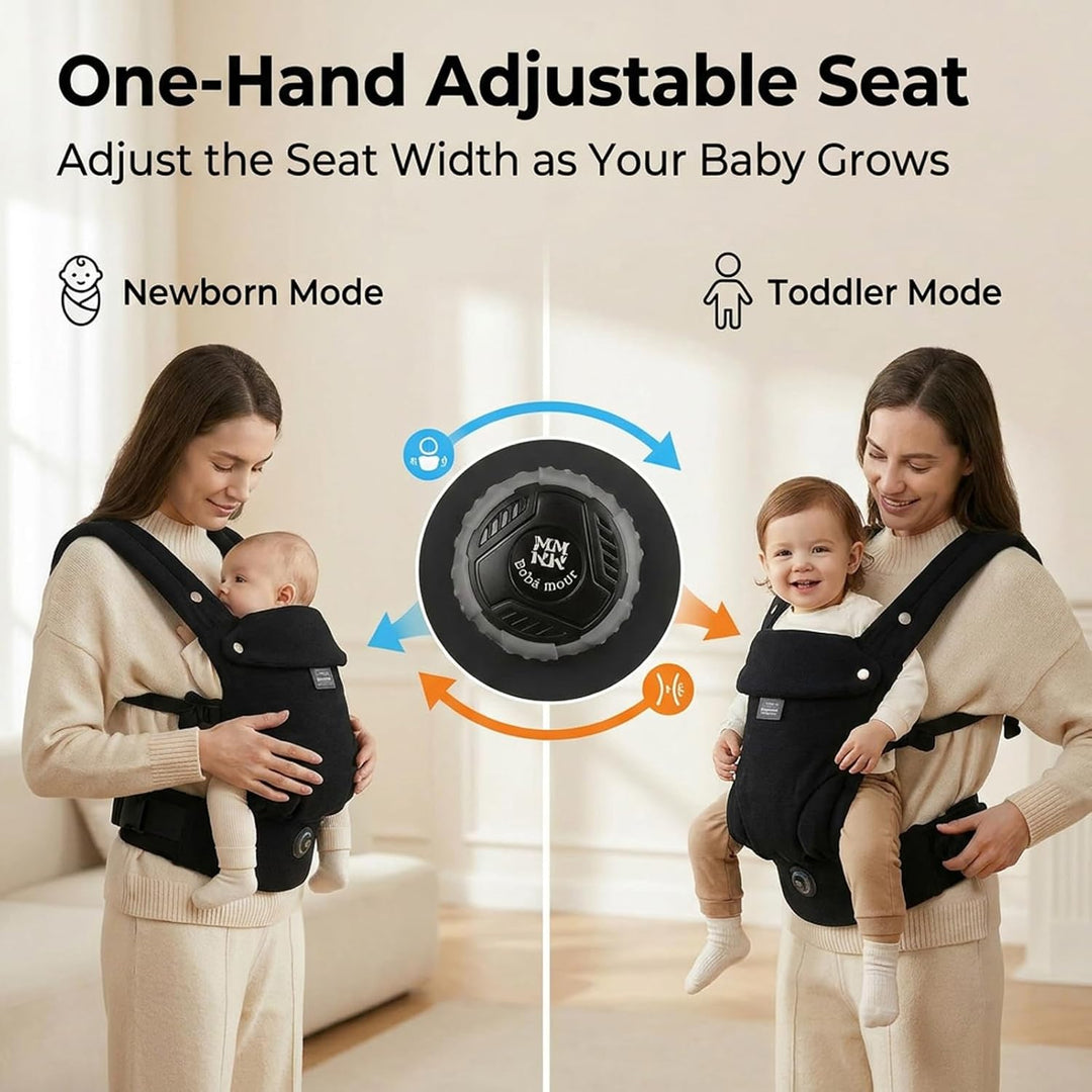 Bebamour Babytrage für 3,6–14,9 kg, ergonomisch, komfortabel, Baumwolle, für vorne und hinten, beige