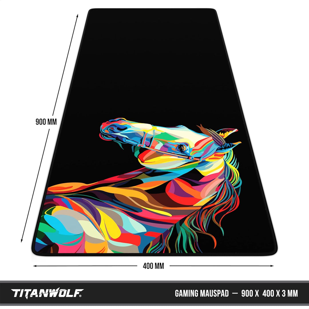 TITANWOLF - XXL Speed Gaming Mauspad 900 x 400mm - XXL Mousepad - Tischunterlage Large Size - verbes