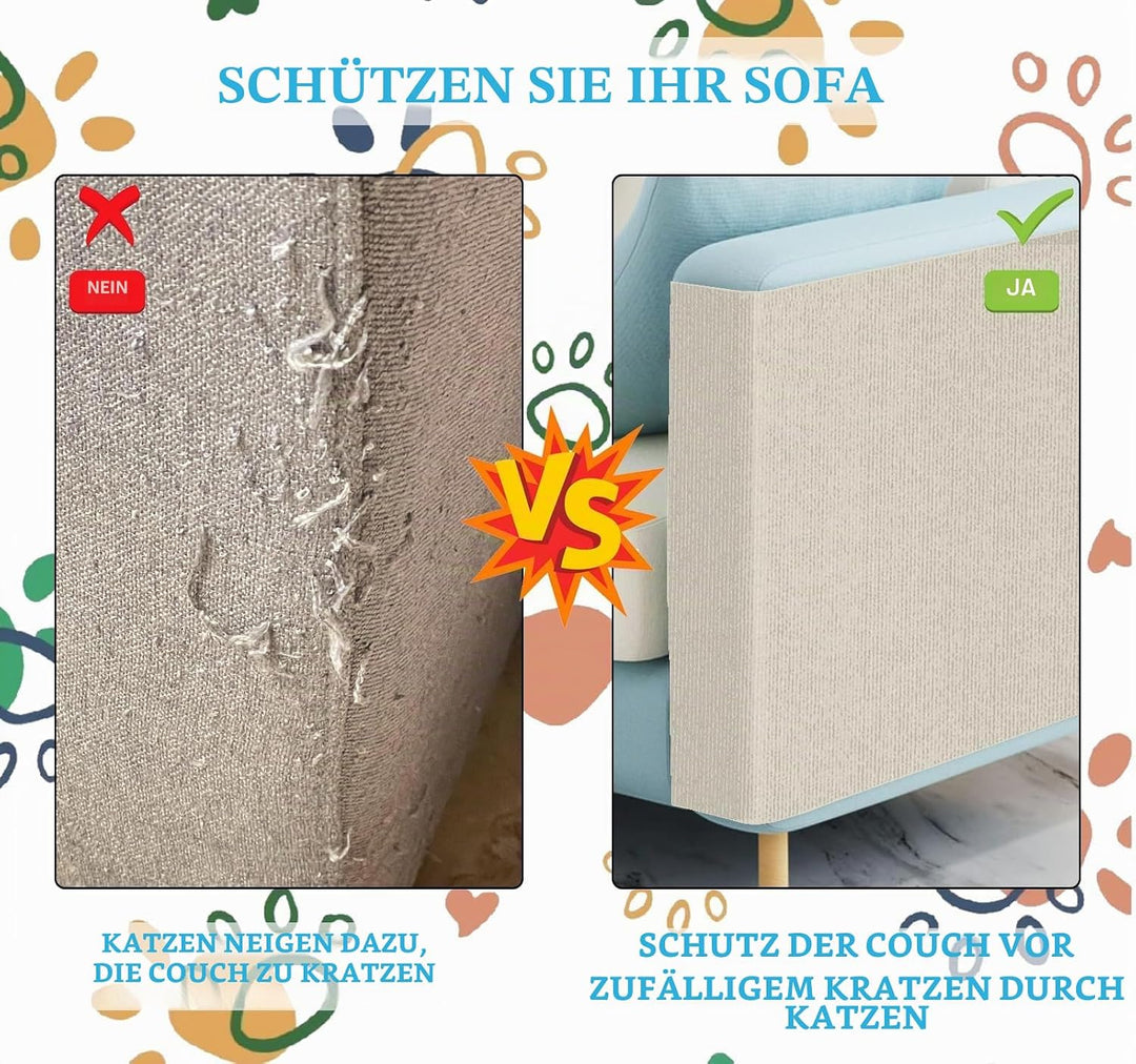 KVIDA Kratzmatte für Katzen, 200 x 60 cm, Selbstklebende Teppichmatte, zuschneidbar, Kratz-Möbelschu