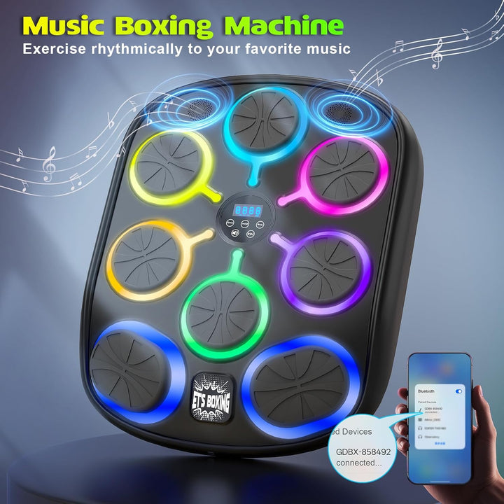 Musik-Boxmaschine für Erwachsene, 6+2 Ziele Bluetooth-Smart-Box-Trainingsgerät mit LED-Leuchten und