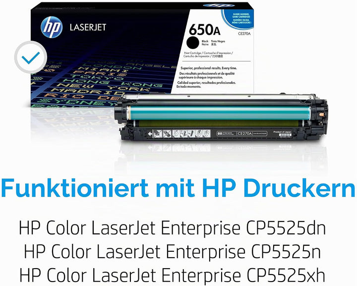 HP 650A (CE270A) Schwarz Original Toner für HP Color Laserjet Enterprise M750, HP Color Laserjet Ent
