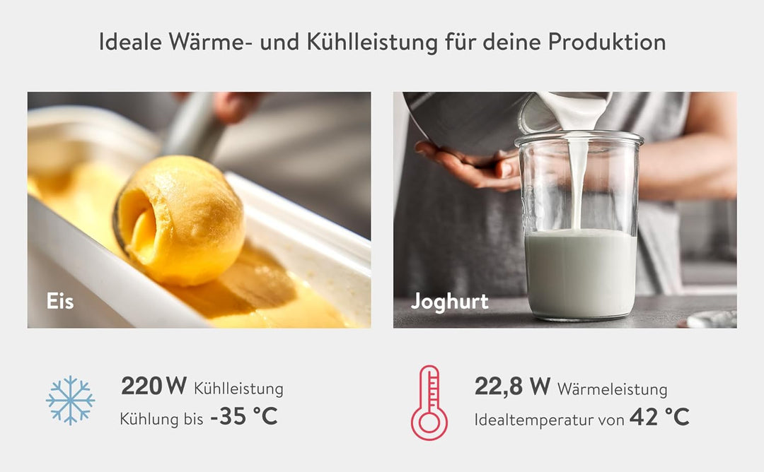 SPRINGLANE Eismaschine &amp; Joghurtbereiter Elisa 2,0 L mit selbstkühlendem Kompressor 180 W, Eiscremem