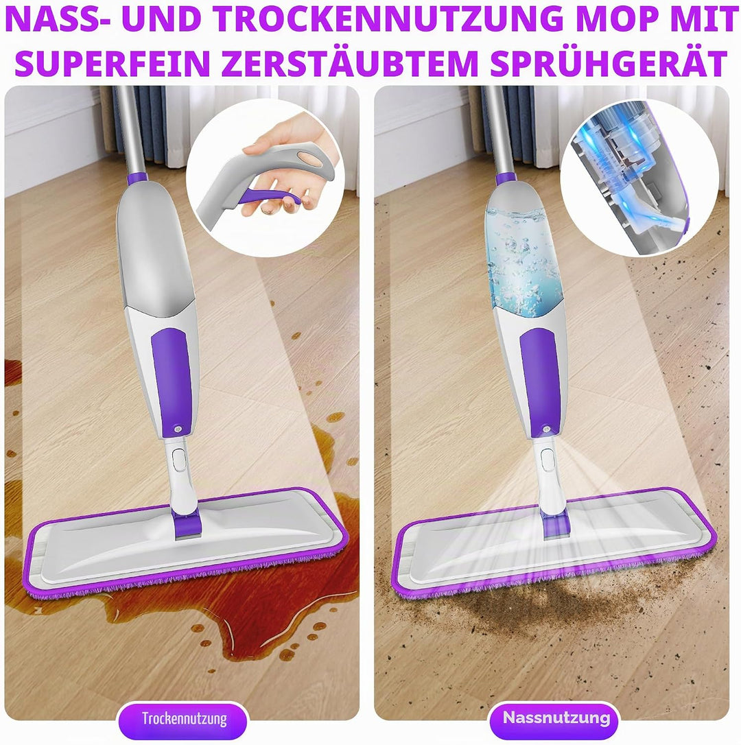 Wischer mit Sprühfunktion Sprühwischer - SEVENMAX Wischmopp Bodenwischer mit Sprühfunktion und 3 Mik