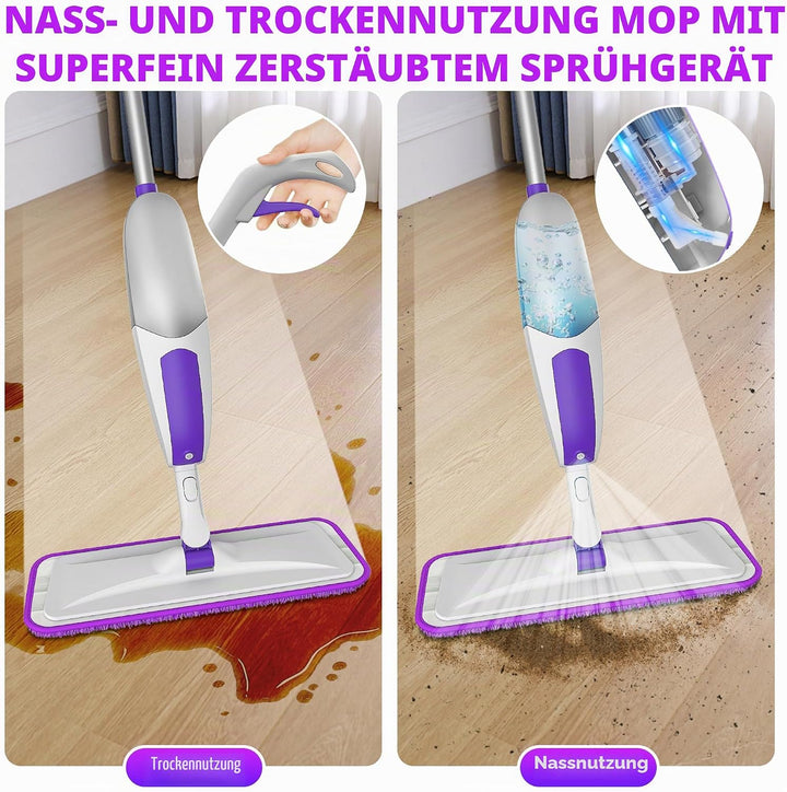 Wischer mit Sprühfunktion Sprühwischer - SEVENMAX Wischmopp Bodenwischer mit Sprühfunktion und 3 Mik