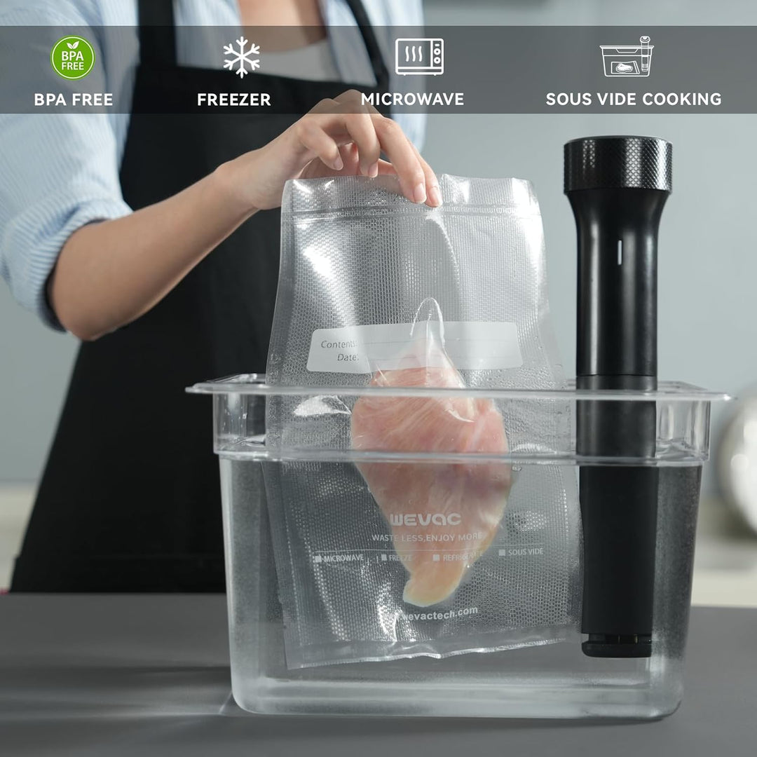 Wevac Vakumierergerät Beutel 20x30cm / 100 Beutel Profi- Folienbeutel für Lebensmittel, geeignet für