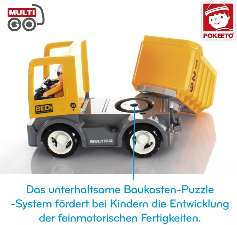 MultiGO Build Sandkasten Spielzeug für Kinder ab 3 Jahre - grosser Bagger mit Fahrer - Sandspielzeug