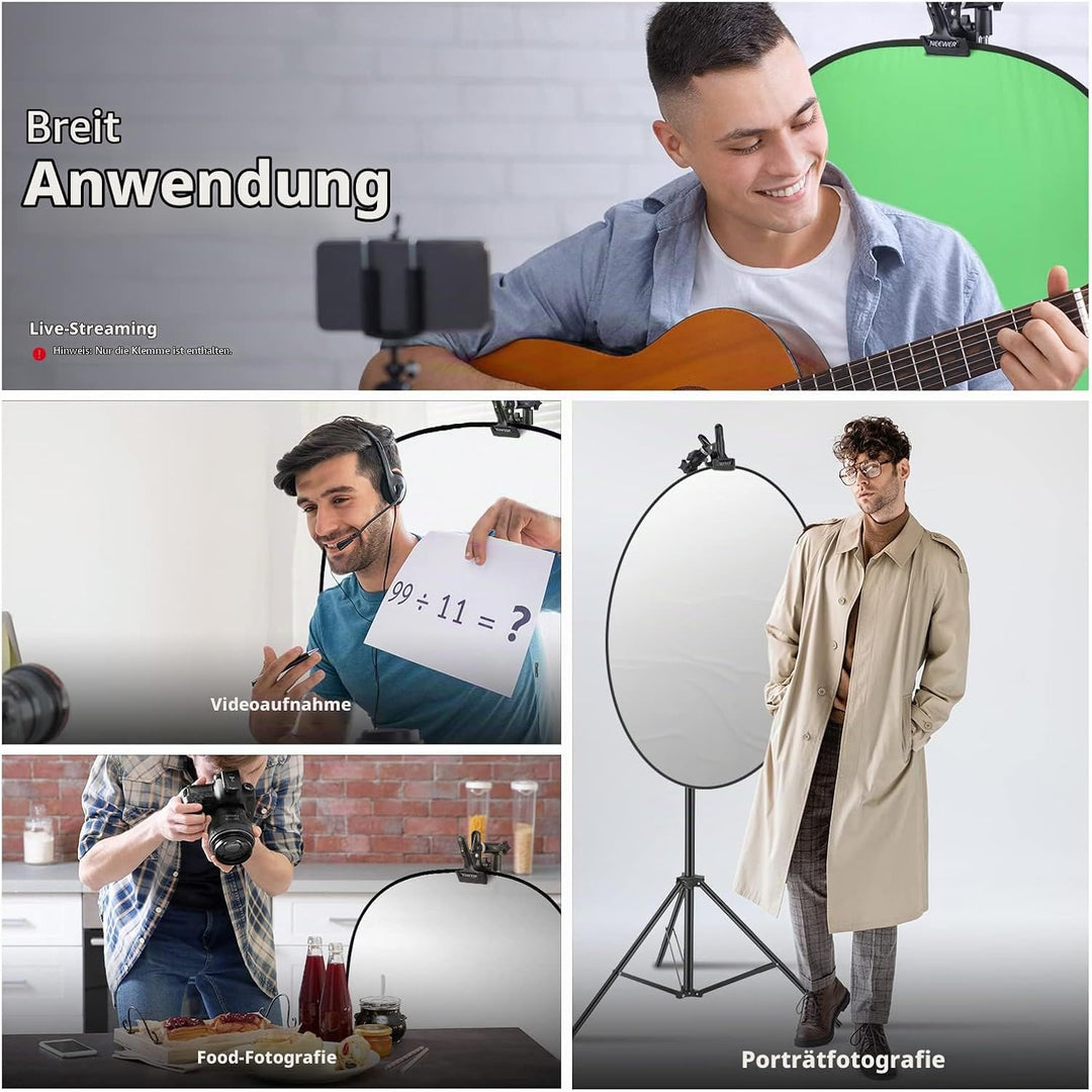 NEEWER Fotostudio Schwerlast-Klemmhalter aus Metall mit 5/8-Zoll-Lichtstativbefestigung für Reflekto