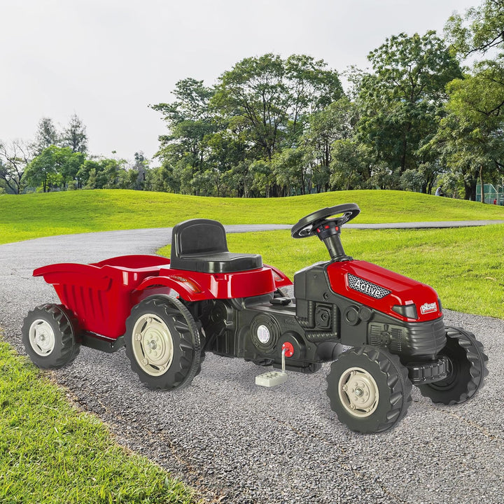 Lemodo Trettraktor ab 3 Jahre | Kinder Traktor in rot| Traktor zum draufsitzen | Kindertraktor mit A