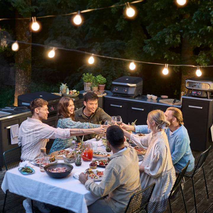 cozze® Outdoor Beistelltisch mit Rollen, Schwarz | Praktischer Tisch Aussen Klappbar | Handlicher Ga