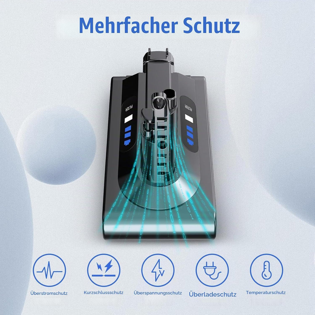 Rapthor V10 Akku, Ersatzakku für Dyson V10, 75,6Wh 25,2V SV12 Kompatibel mit V10 Absolute, V10 Anima