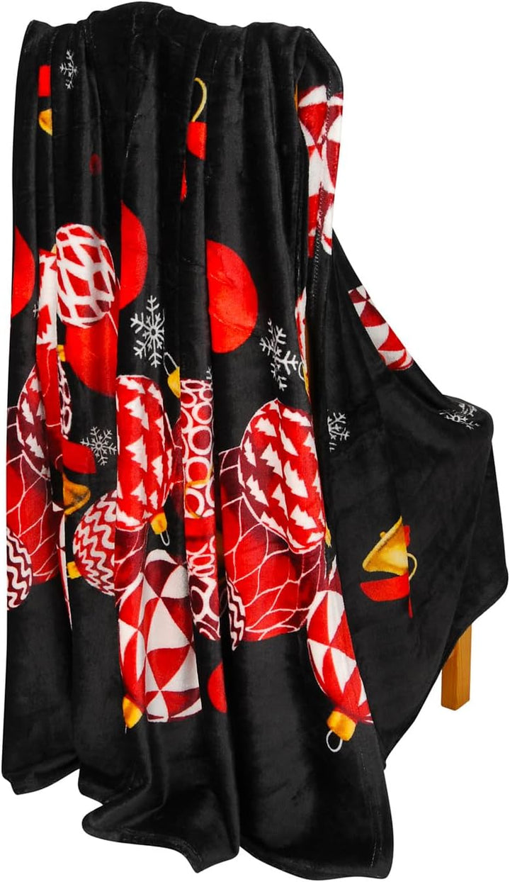 Kuscheldecke Weihnachtsdecke Christbaumkugeln 220x200 cm Christmas Winterdecke flauschig warme Tages