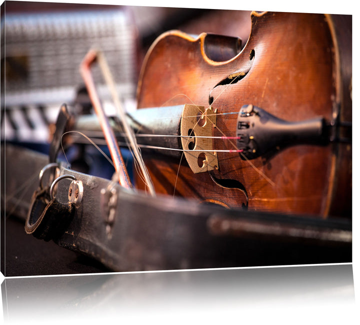 Pixxprint Alte Violine, Format: 100x70 auf Leinwand, XXL riesige Bilder fertig gerahmt mit Keilrahme