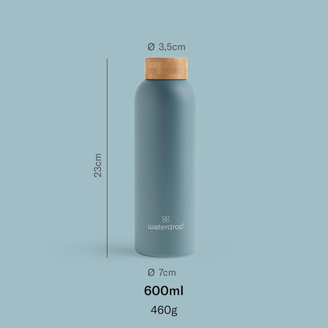 waterdrop® Steel Bottle 600ml isolierte Trinkflasche auslaufsicher | Thermosflasche 24h kalt, 12h he