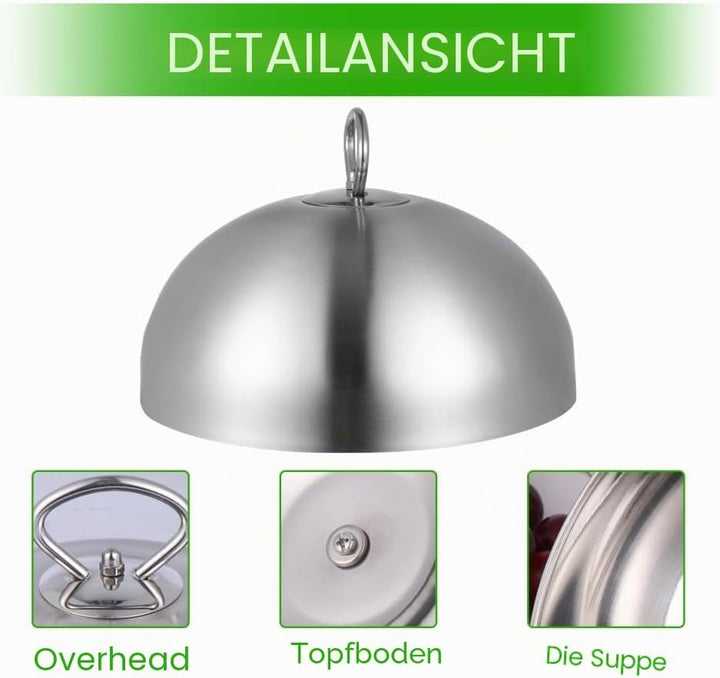 HEMOTON Edelstahl Speiseglocke Tellerglocke Teppanyaki Deckel Steak Abdeckhaube Burgerhaube Schmelzk