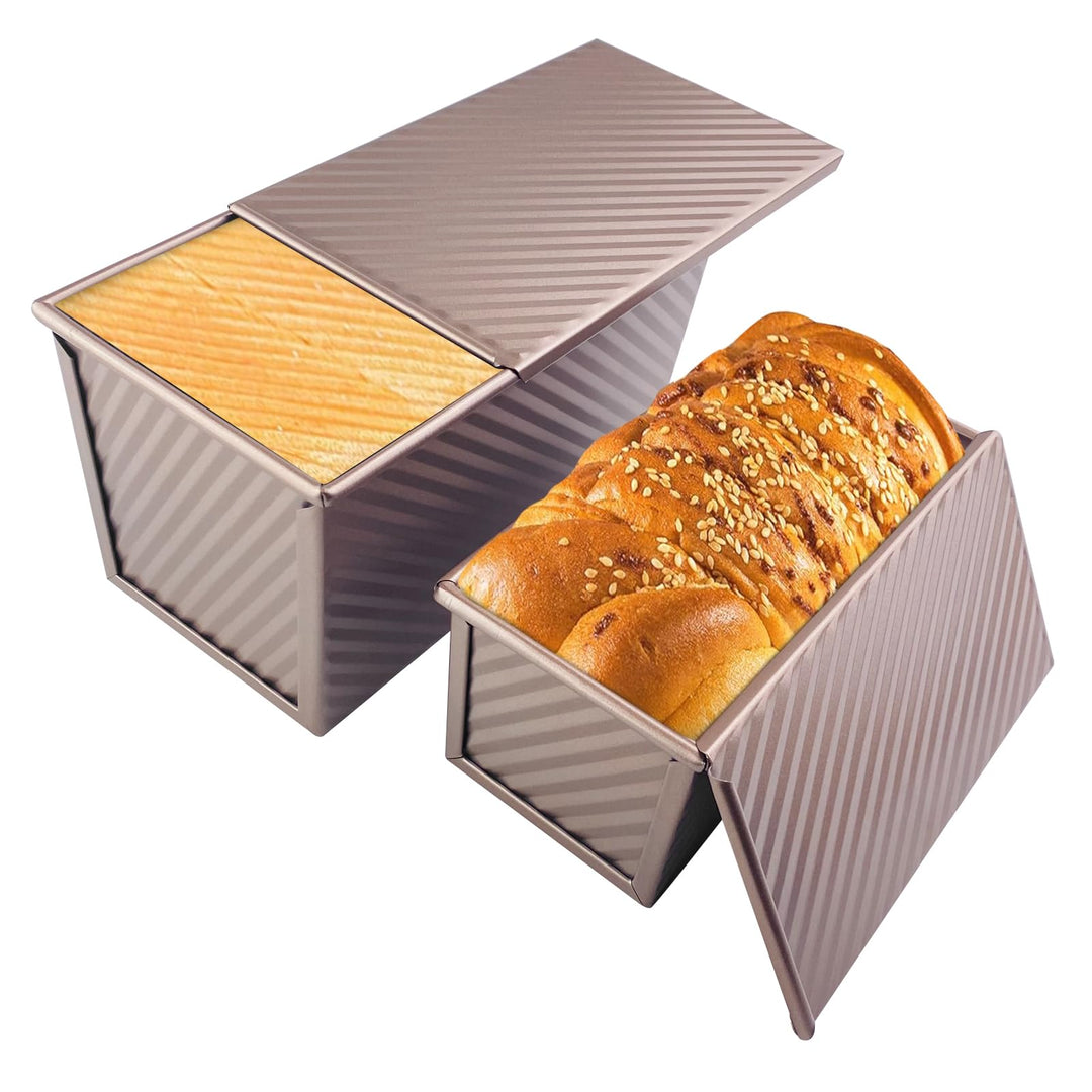 2 PCS Brotbackform, Backform Kuchen, Kastenform Brot Toast mit Verschiebbarem Deckel, Toastbrot Brot