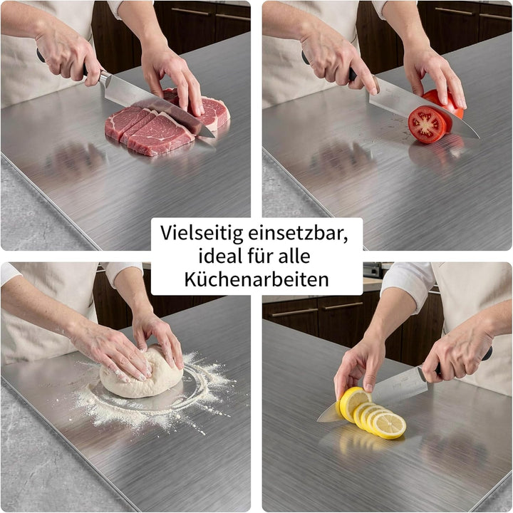 Arbeitsplatte Knetbrett Edelstahl Für Kneten &amp; Backen, Nudelbrett, Backbrett mit Anschlagkante, Anti