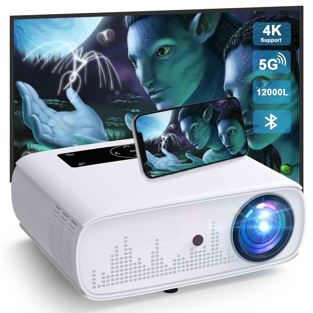5G WiFi Beamer- 12000 Lux Native 1080P Beamer Full HD Heimkino Video Beamer 4K, Bluetooth Beamer WLA
