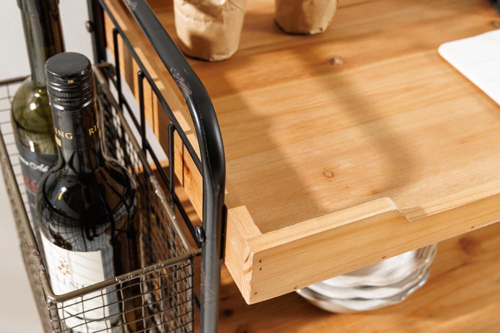 riess-Ambiente Massivholz Servierwagen Seven SEAS 80cm Natur Küchenwagen Metall mit Rollen