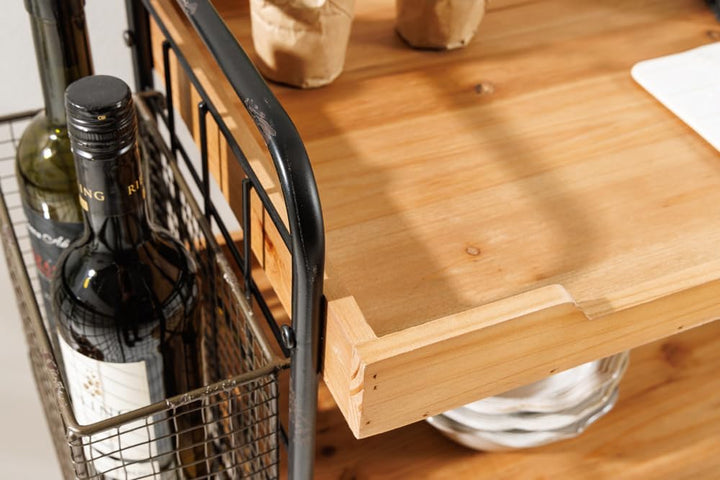 riess-Ambiente Massivholz Servierwagen Seven SEAS 80cm Natur Küchenwagen Metall mit Rollen