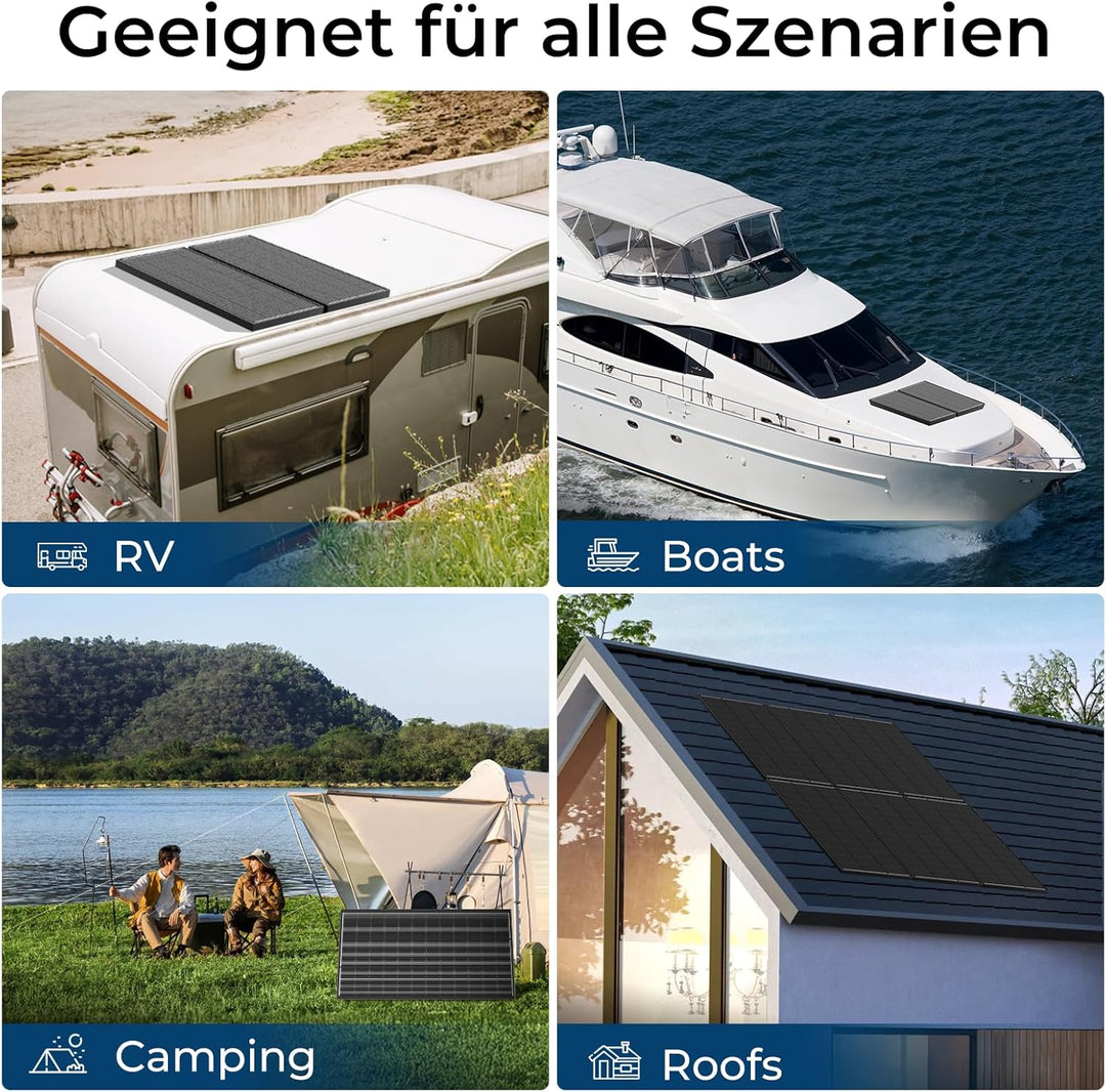 220W Solarpanel Monokristallines, 12V Solarmodul mit Hocheffizientes Aluminiumrahmen, PV Modul für B