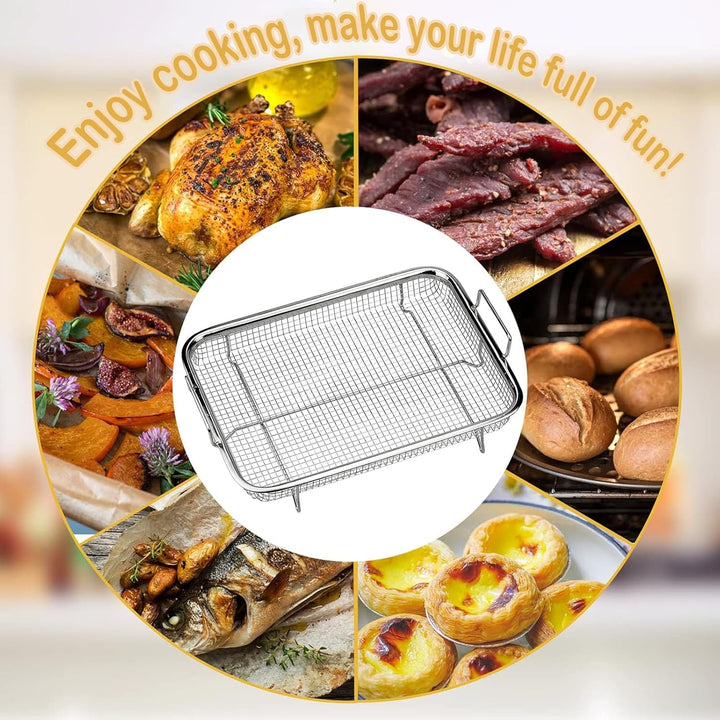 Backofen Gitter,Grillkorb, Knusperkorb, Mesh-Grillkorb, Edelstahl-Grillkorb mit Griff, grillkorb pom