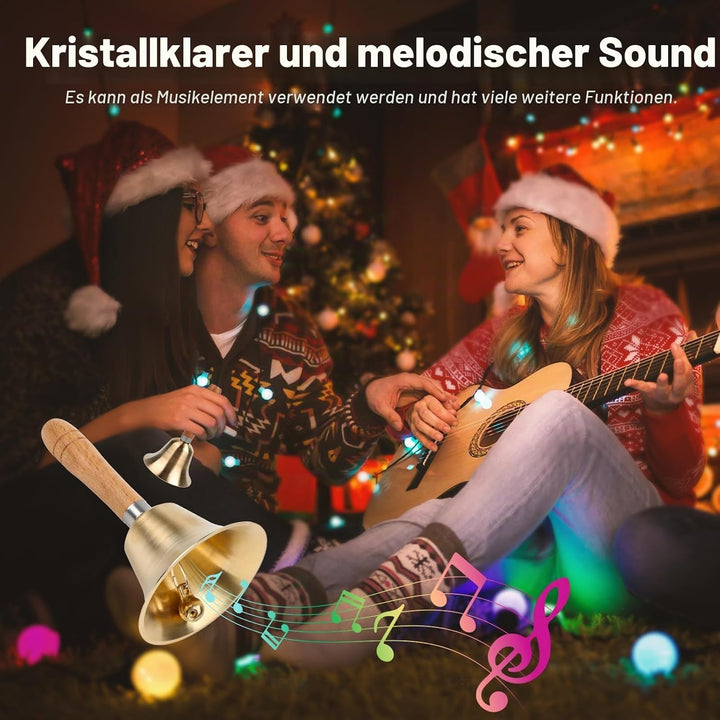 Super Laute Handglocke, Metall Glocken mit Holzgriff, Massivmessing Rufglocke für ältere Menschen zu