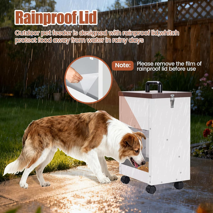 30lb Automatischer Hundefütterer mit Rad Edelstahl Grosse Rasse Hundefutter Dispener Hängender Futte