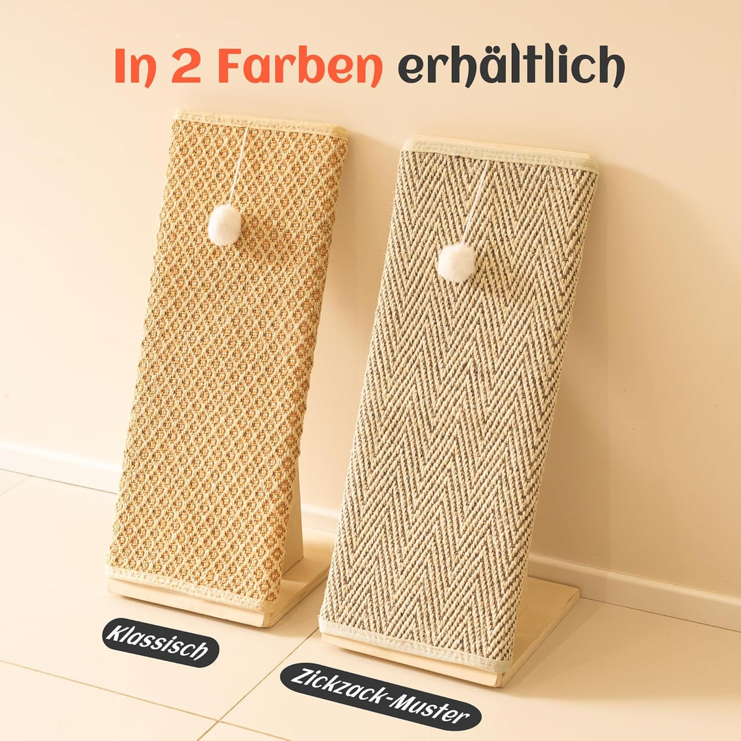 PETKARAY Kratzbrett Katze, 65 cm Kratzsäule aus natürlichem Sisal mit Rampe, stabiles L-förmiges Kat