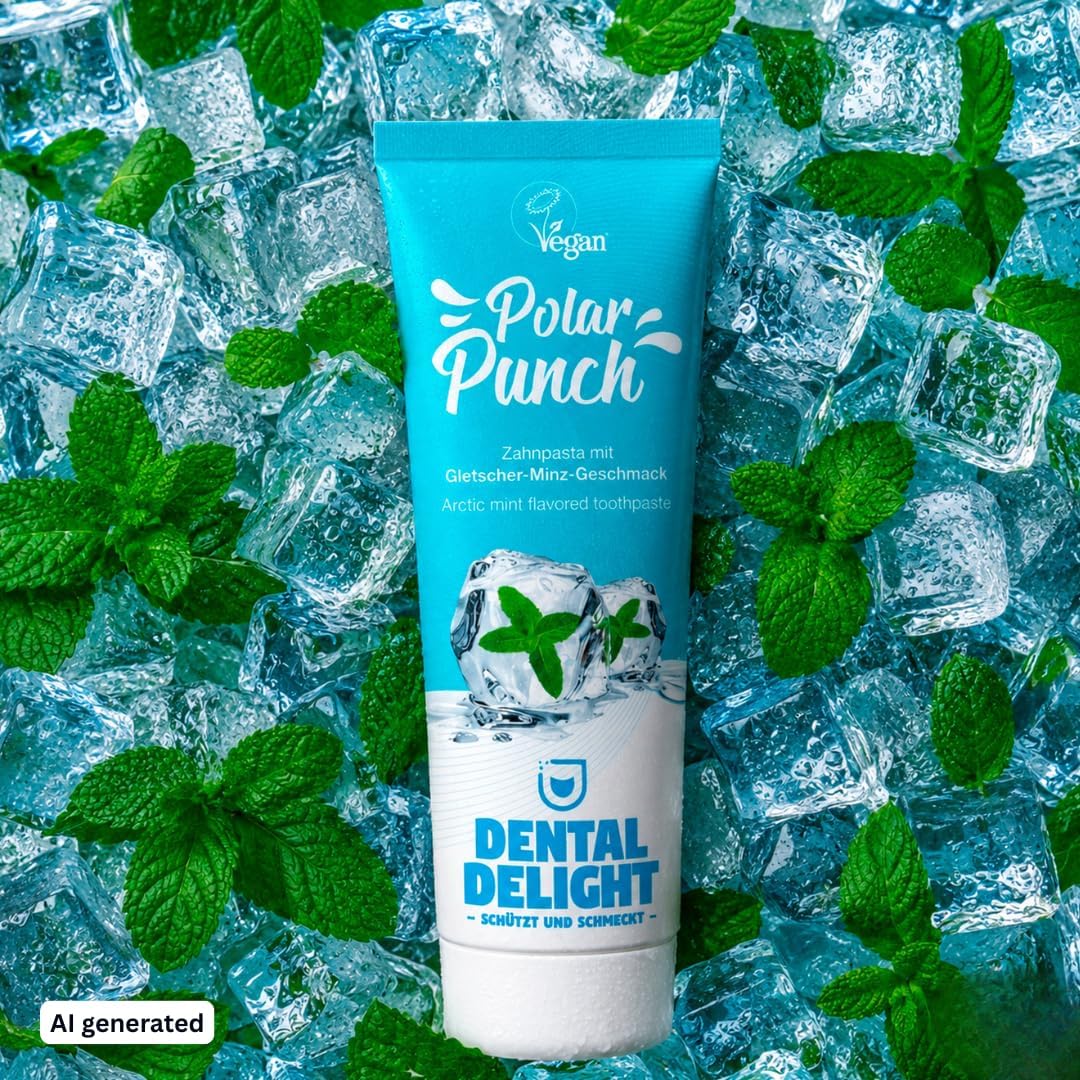 DENTAL DELIGHT Polar Punch Zahnpasta, Vegane Zahnpasta mit Geschmack, Zahncreme (Minze, 12er Pack)