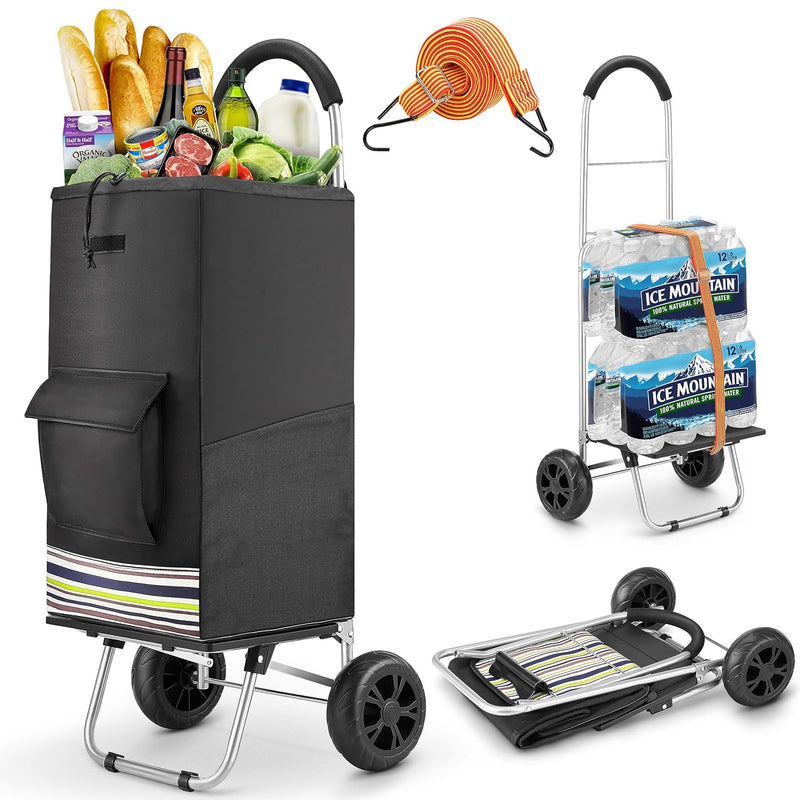 wilbest® Einkaufstrolley, Klappbarer bis 50kg Einkaufswagen Wasserdichter 75L Einkaufstasche Shoppin