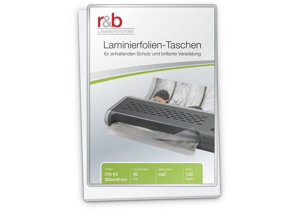 r&b FT-A3-80M Laminierfolien A3, 303 x 426 mm, 2 x 80 mic, 100 Stück
